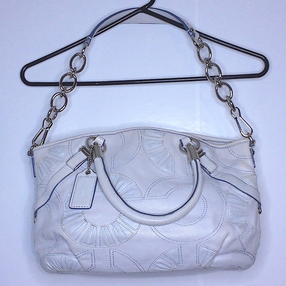GUC Coach Sophia Leather Shoulder Bag – Light Grey